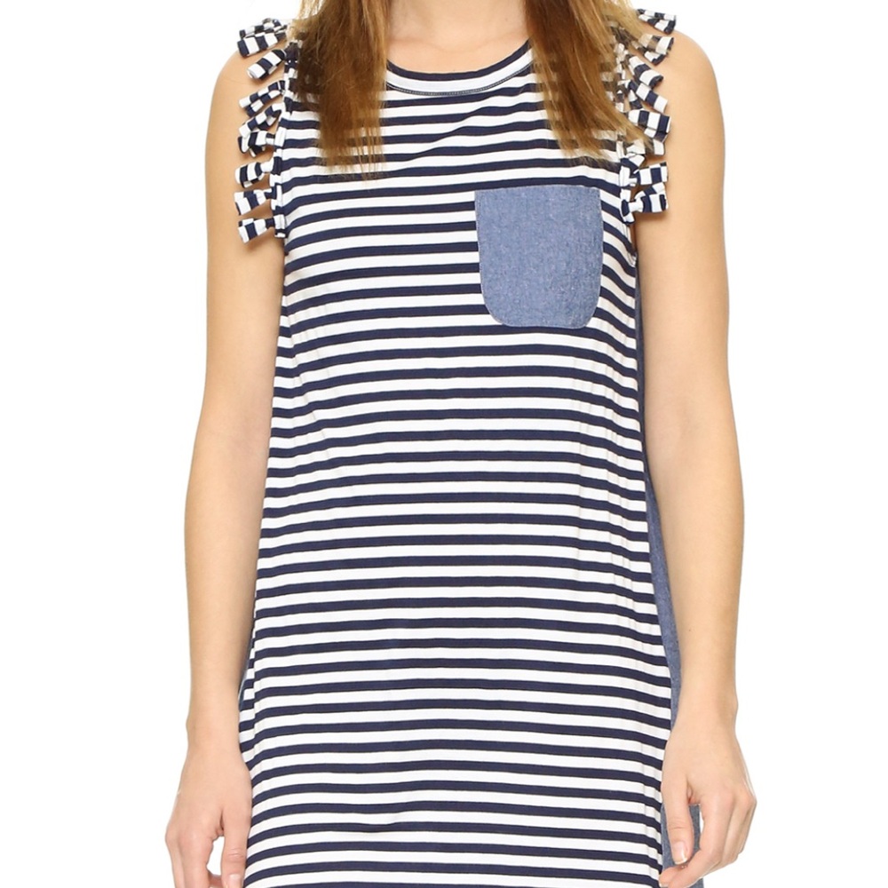 Striped Sleeveless Dress with Pocket